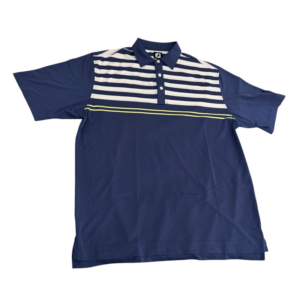 FootJoy Men's Navy Striped Golf Performance Polo T- Shirt